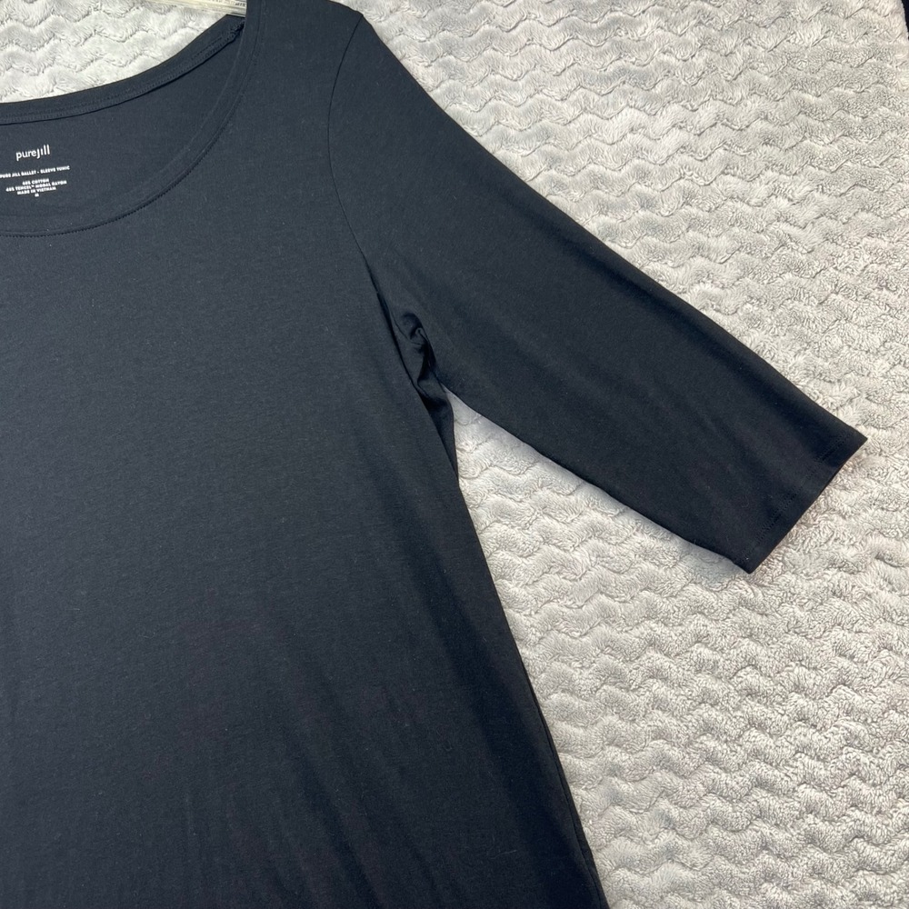 Pure Jill Womens Black 3/4 Sleeve Scoop Neck Knit Tunic Top, Casual Everyday - Picture 4 of 16